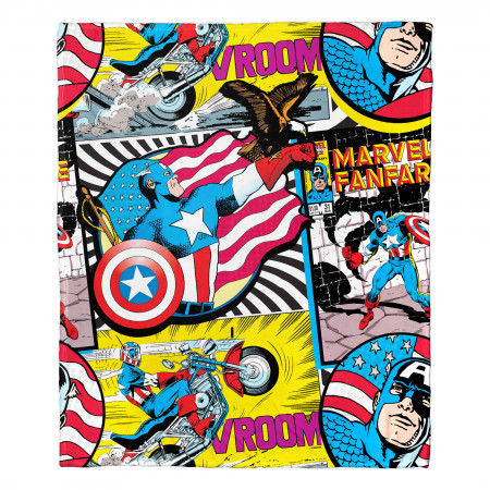 Captain America Comic Collage Silk Touch Throw Blanket 50" x 60"